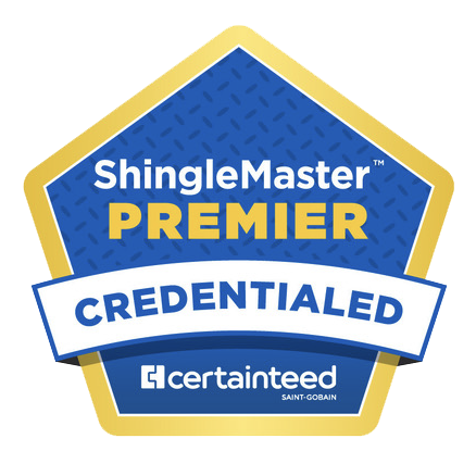 ShingleMaster Premier Credentialed badge by CertainTeed.